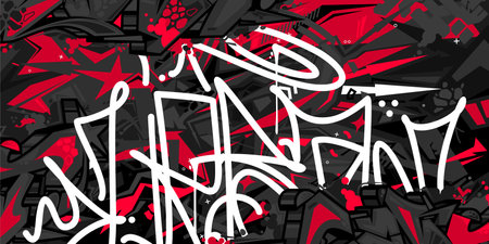 Dark Black Abstract Flat Urban Street Art Graffiti Style Vector Illustration Template Backgroundのイラスト素材