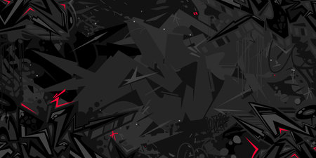 Dark Black Abstract Flat Urban Street Art Graffiti Style Vector Illustration Template Backgroundのイラスト素材