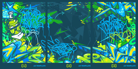 Urban Graffiti Style A4 Poster Vector Illustration Background Templateのイラスト素材