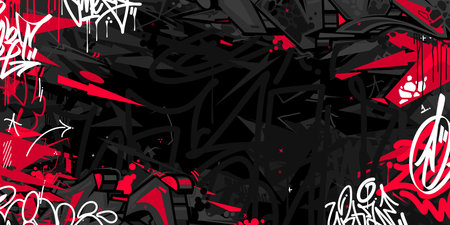 Dark Black Abstract Flat Urban Street Art Graffiti Style Vector Illustration Template Background Artのイラスト素材