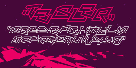 Futuristic Sci-fi Cyberpunk Tech Abstract Technology Alphabet Font Digital Spacefont Typography Vector Illustrationのイラスト素材