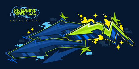 Colorful Abstract Urban Street Art Graffiti Style Arrows Vector Illustration Template Backgroundのイラスト素材