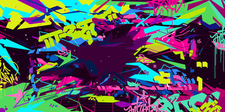 Futuristic Metaverse Cyber Colorful Abstract Urban Street Art Graffiti Style Vector Illustration Template Backgroundのイラスト素材