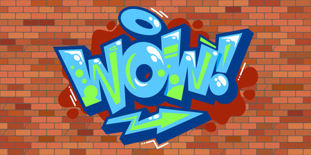 Abstract Colorful Urban Brick Wall With Graffiti Street Art Word Freedom Lettering Vector Illustrationのイラスト素材