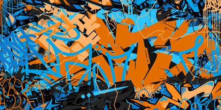 Colorful Abstract Urban Style Hiphop Graffiti Street Art Vector Illustration Background Templateのイラスト素材