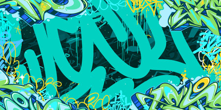Abstract Urban Style Hiphop Graffiti Street Art Vector Illustration Background Templateのイラスト素材