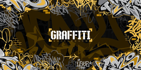 Dark Abstract Urban Style Hiphop Graffiti Street Art Vector Illustration Background Templateのイラスト素材