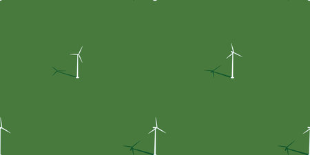 Seamless Flat Abstract Green Field With Wind Turbines Vector Illustration Background Templateのイラスト素材