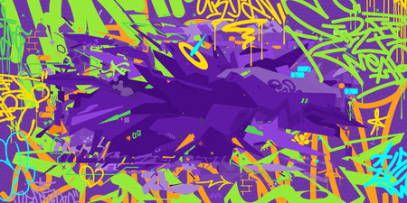 Cool Abstract Colorful Urban Futuristic Hip-Hop Graffiti Street Art Style Vector Backgroundのイラスト素材