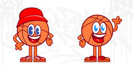 Cool Urban Street Art Graffiti Style Basketball Cartoon Mascot Characters Vectorのイラスト素材