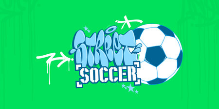 Trendy Cool Abstract Hip Hop Hand Written Urban Graffiti Style Street Soccer Vectorのイラスト素材