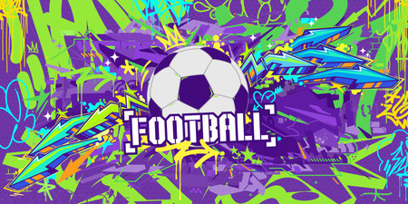 Cool Abstract Hip Hop Urban Street Art Graffiti Style Soccer Or Football Illustration Background. Vector illustrationのイラスト素材