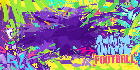 Trendy Abstract Hip Hop Urban Street Art Graffiti Style Soccer Or Football Illustration Background. Vector illustrationのイラスト素材