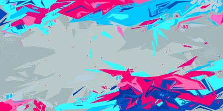 Cool Trendy Cyber Abstract Urban Street Art Graffiti Style Vector Illustration Template Background. Vector illustrationのイラスト素材