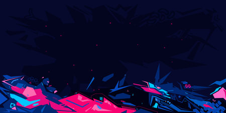 Trendy Cyber Abstract Urban Street Art Graffiti Style Vector Illustration Template Background. Vector illustrationのイラスト素材