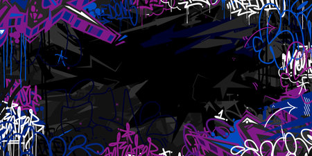 Cool Abstract Dark Blue Urban Street Art Graffiti Style Vector Illustration Background Template. Vector illustrationのイラスト素材