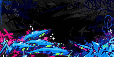 Cool Trendy Abstract Hip Hop Urban Street Art Graffiti Style Vector Illustration Background Template. Vector illustrationのイラスト素材