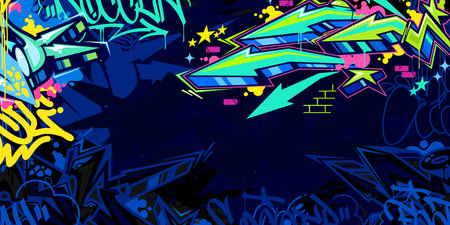 Modern Abstract Hip Hop Urban Street Art Graffiti Style Vector Illustration Backgroundのイラスト素材