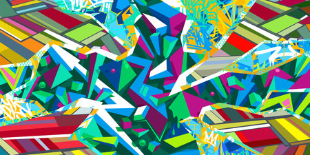 Cool Trendy Abstract Urban Street Art Graffiti Style Vector Collage Illustration Background Template. Vector illustrationのイラスト素材