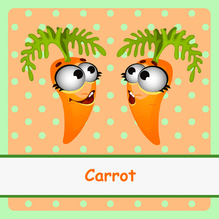 Two carrots, funny character on an orange backgroundのイラスト素材