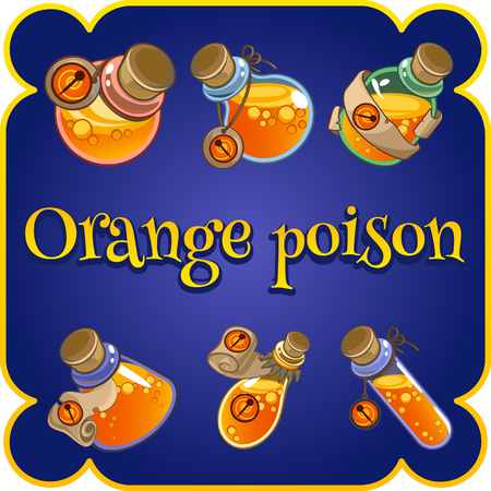 Set of six bottles with orange poisonのイラスト素材