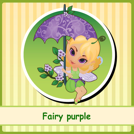 Fairy purple - cute girl illustration closeup. You can use it as icon or a card with space for textのイラスト素材