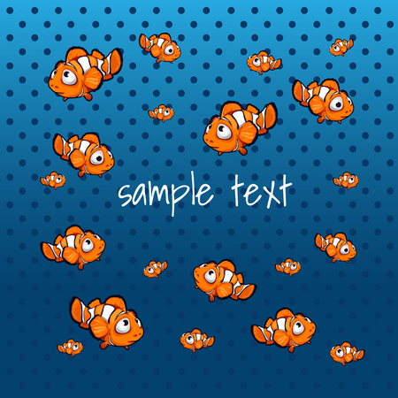 Striped orange fish on the background color of the sea with space for textのイラスト素材