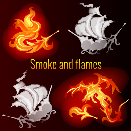 Smoke and flames, dark backgroundのイラスト素材