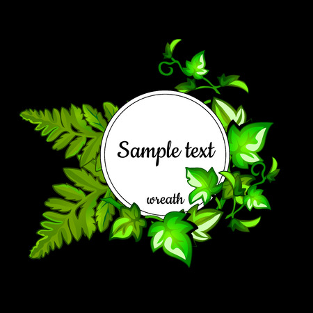 Round frame with the text and with leaves of fernのイラスト素材