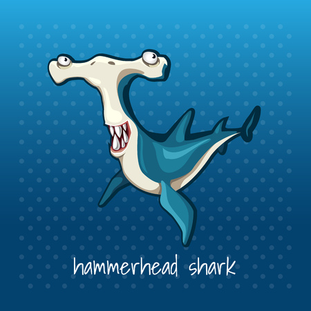 Fish hammer smiling on a dark blue backgroundのイラスト素材
