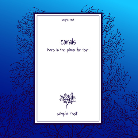Texture of blue coral with text, vertical cardのイラスト素材