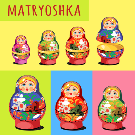 A set of matryoshka - Russian folk toyのイラスト素材
