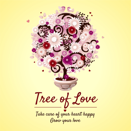 Tree of love - romantic gift postcardのイラスト素材