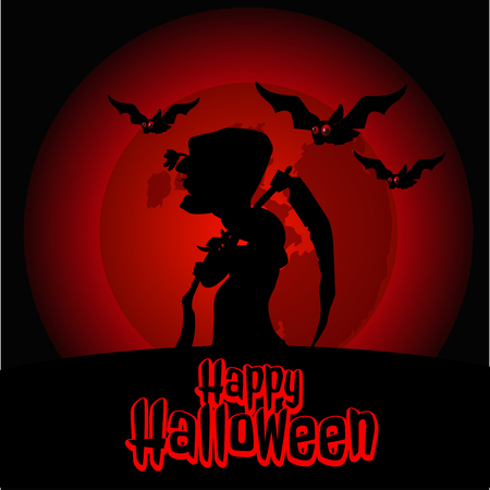 Silhouette of death on a dark red backgroundのイラスト素材