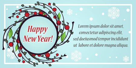 Stylish festive greeting card, happy new year and merry Christmasのイラスト素材