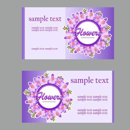 Two fresh business cards with lilac disign for your needsのイラスト素材