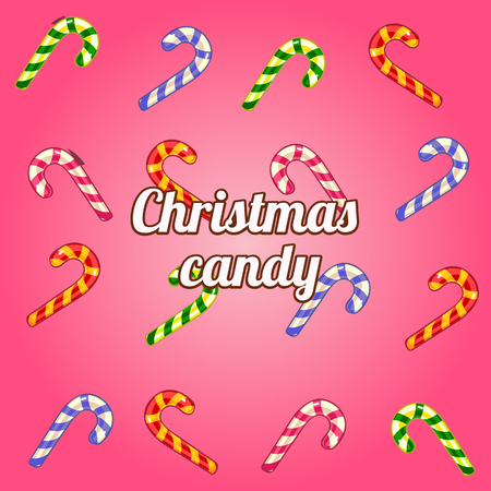 Christmas background with a collection of candy cane colorfulのイラスト素材