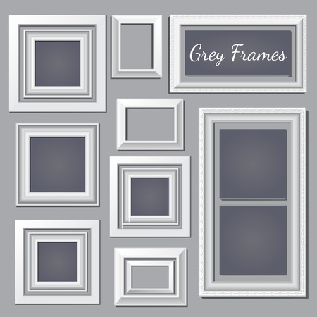 Set of white and grey frames on the wall for your design needsのイラスト素材