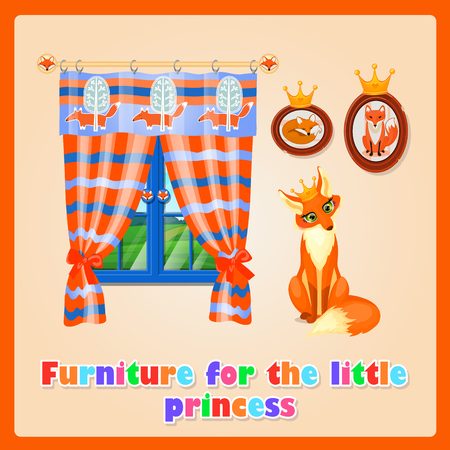 Furniture for the little Princess sly cartoon Foxのイラスト素材