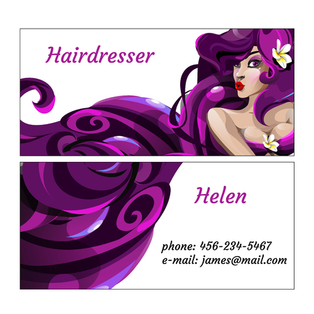 Stylish two-sided business card for hairdresser, vectorのイラスト素材