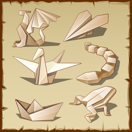 Various figures from paper, like the art of origami, vector setのイラスト素材