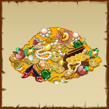 Pile of treasures, jewelry and other riches of the mountainのイラスト素材