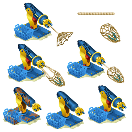 Trap basket, automatic device for gripping and catchingのイラスト素材