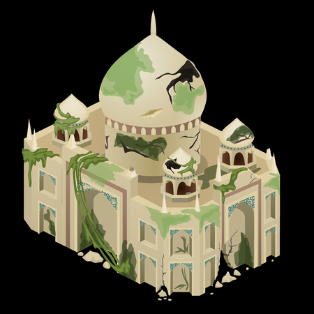 Ancient ruined temple closeup, single vector objectのイラスト素材