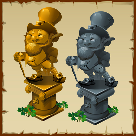 Statues of men made of gold and bronze, tradition symbolのイラスト素材