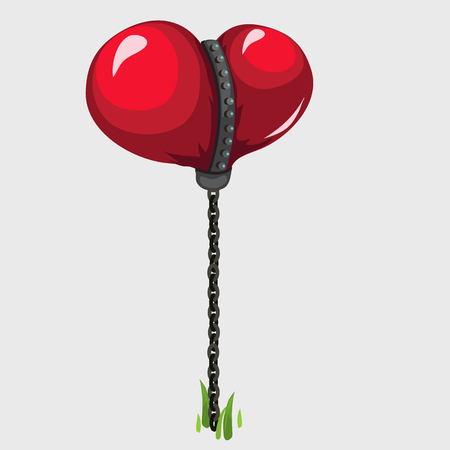 Balloon in the shape of red heart held on a chain, conceptual symbolのイラスト素材