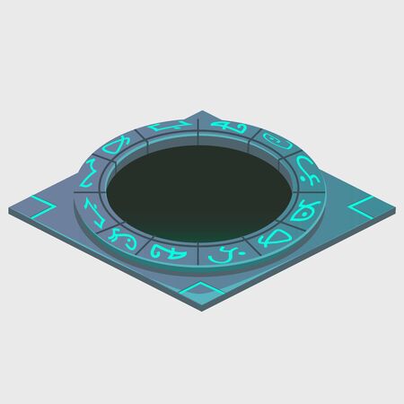Portal with glowing runes, series of artifacts, vector illustrationのイラスト素材