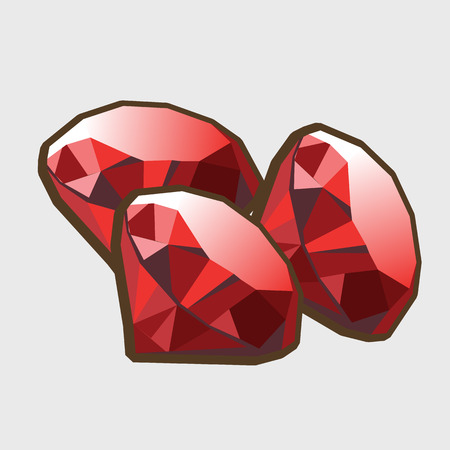 Three stone ruby closeup, for gaming interface and other designsのイラスト素材
