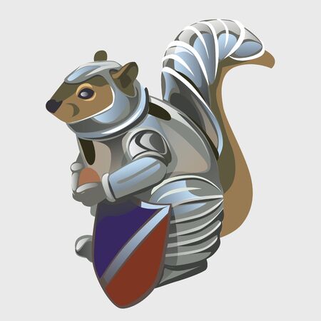 Beaver warrior in knights armor, cartoon vector animal seriesのイラスト素材