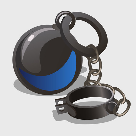 Vintage chains with heavy weights, a symbol of slavery, coercion and depressionのイラスト素材